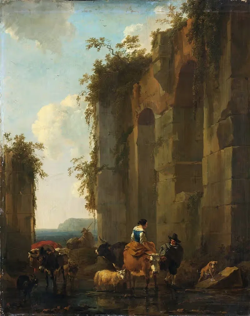 Руины в Италии by Николаес Питерсз. Берхем, 1658 — digital art print download