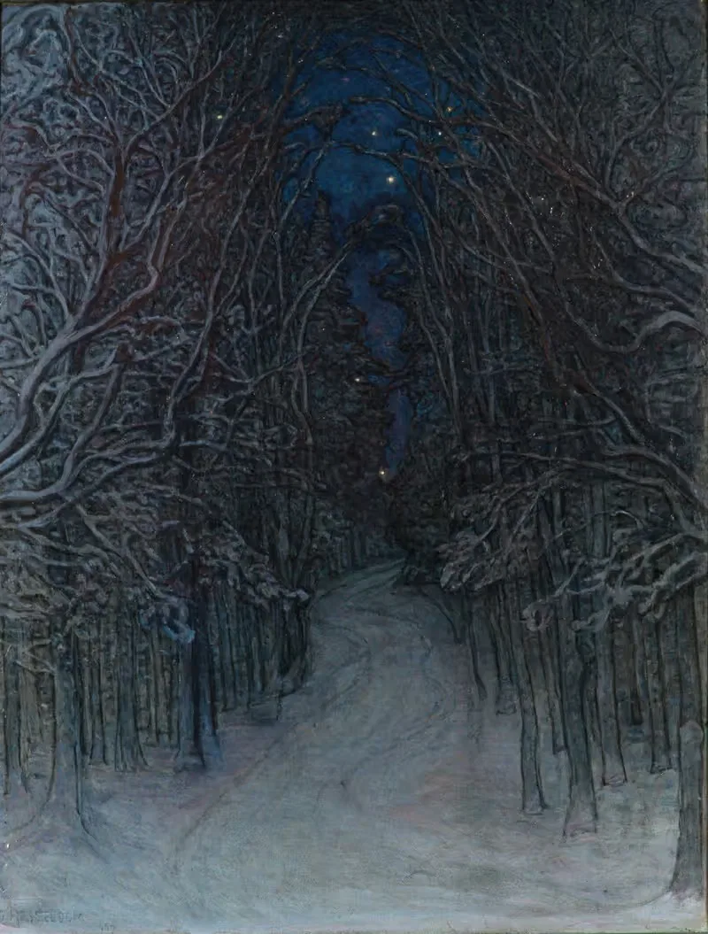 Зимняя ночь в лесу by Отто Хессельбом, 1907 — digital art print download