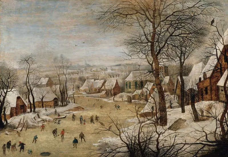 Winter Landscape with Skaters and a Bird Trap — Pieter Brueghel The Younger