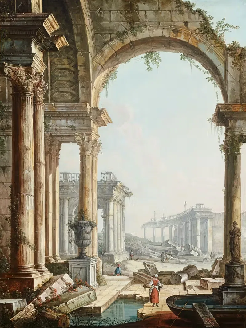 Capriccio with Ruins by Pietro Bellotti, c. 1750 — digital art print download
