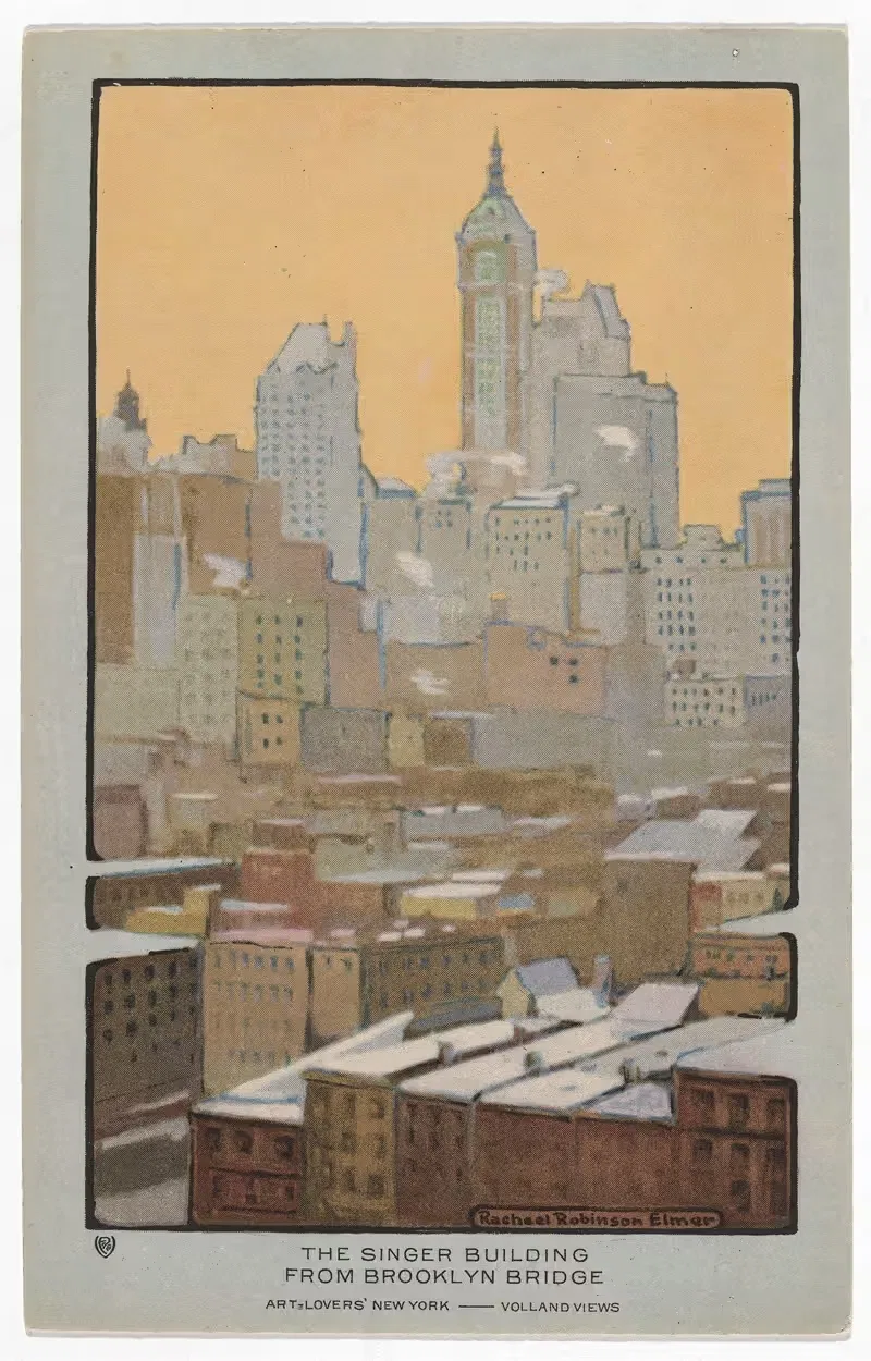 Здание Сингера с Бруклинского моста by Рэйчел Робинсон Элмер, 1914 — digital art print download