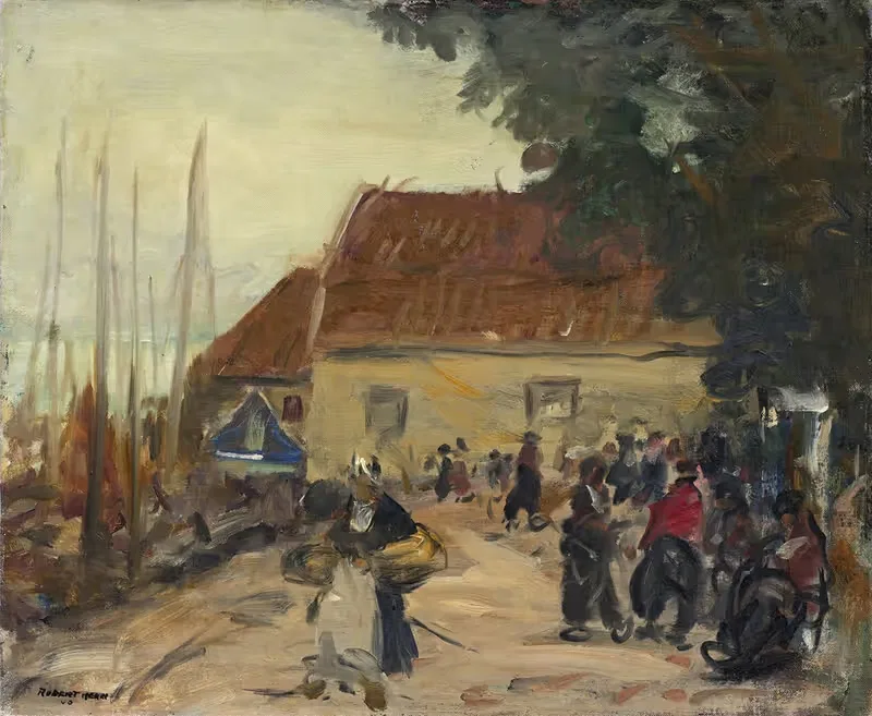 Уличная сцена в Волендаме by Роберт Анри, 1910 — digital art print download
