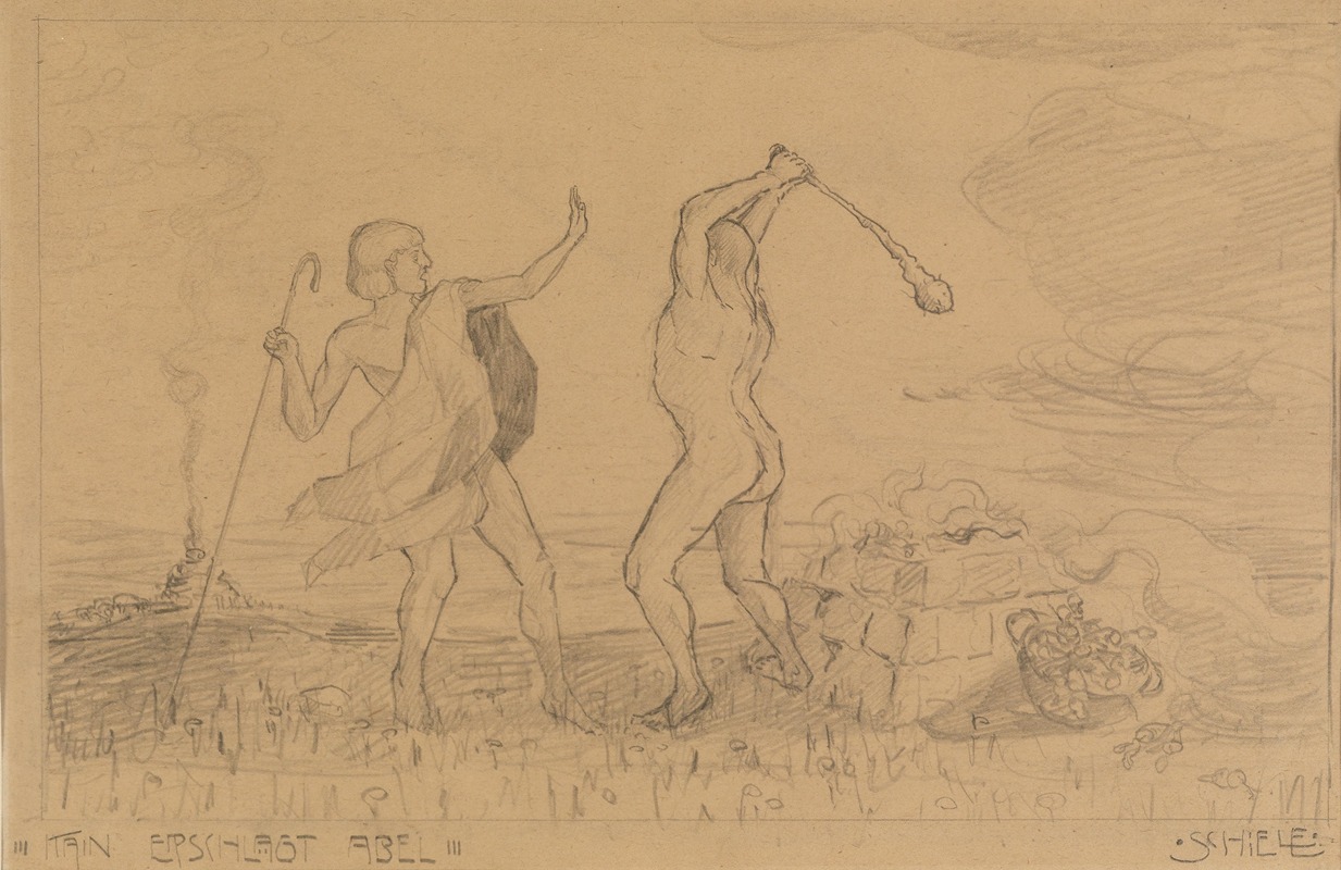 Kain erschlägt Abel by Эгон Шиле, 1905-1906 — digital art print download