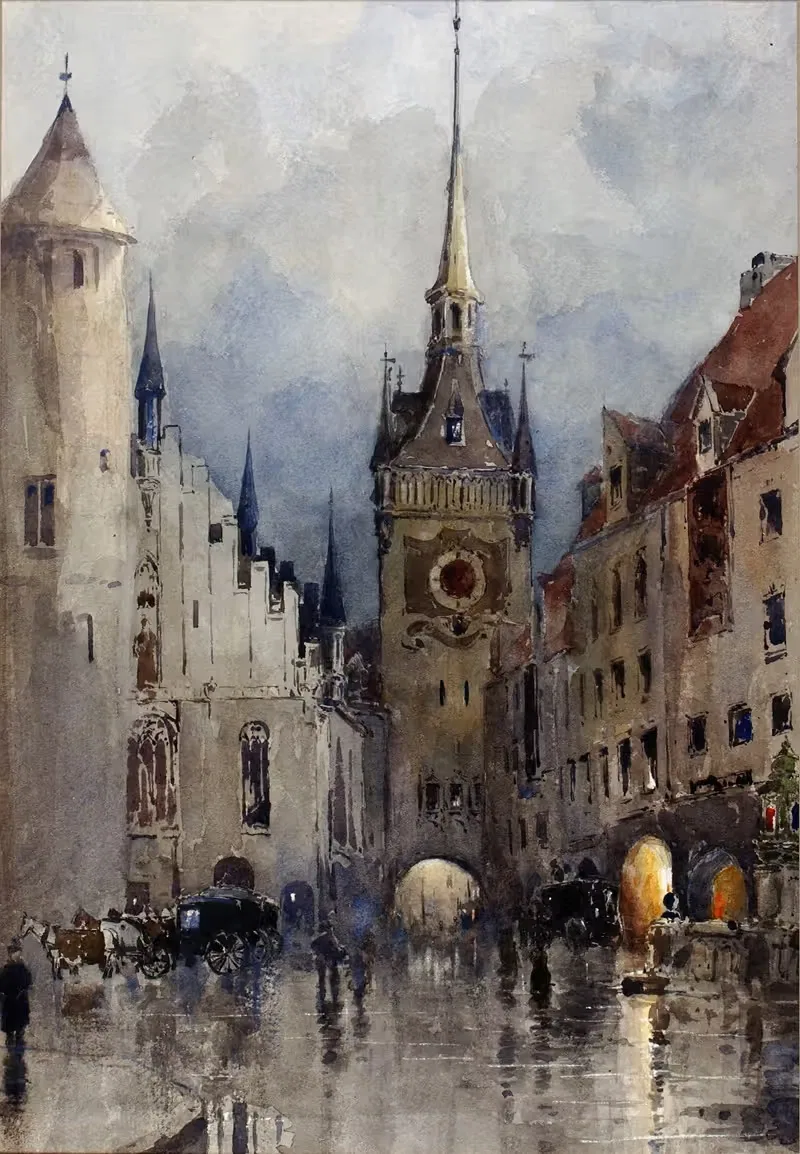 Уличная сцена в Мюнхене by Росс Стерлинг Тёрнер, 1880 — digital art print download