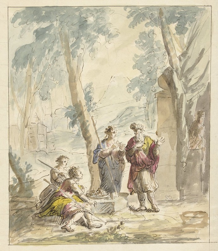 Abraham ontvangt de drie engelen by Элиас ван Неймеген, 1677 - 1755 — digital art print download