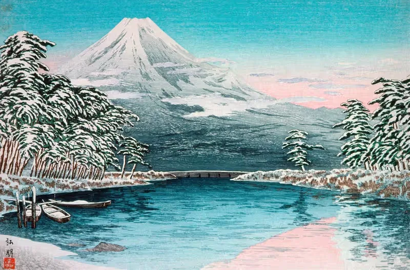 Mt. Fuji from Tagonoura, Snow Scene — Takahashi Hiroaki