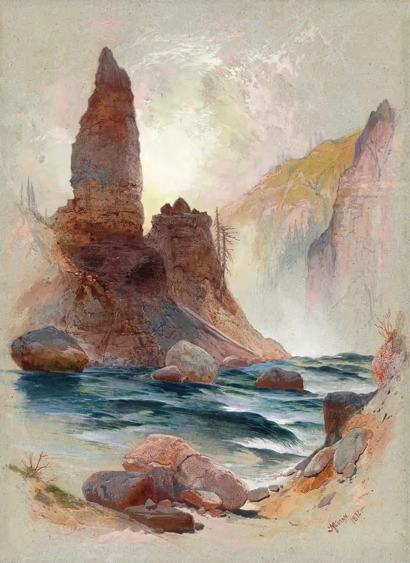Башня у водопада Тауэр, Йеллоустоун by Томас Моран, 1872 — digital art print download