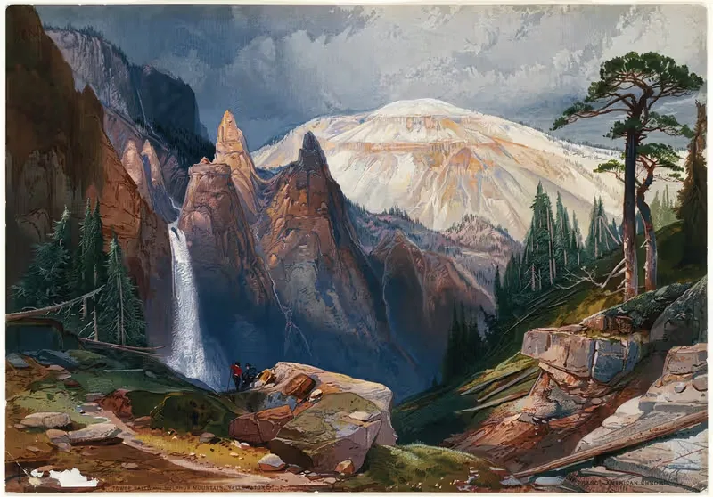 Tower Falls and Sulphur Mountain, Yellowstone — Thomas Moran