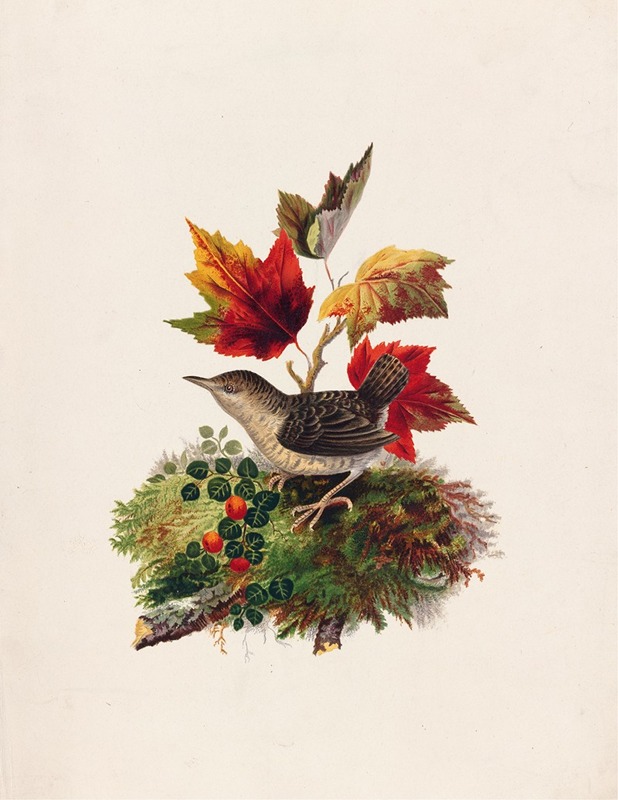Bird with Autumn Leaves by Луи Пранг и Ко — digital art print download