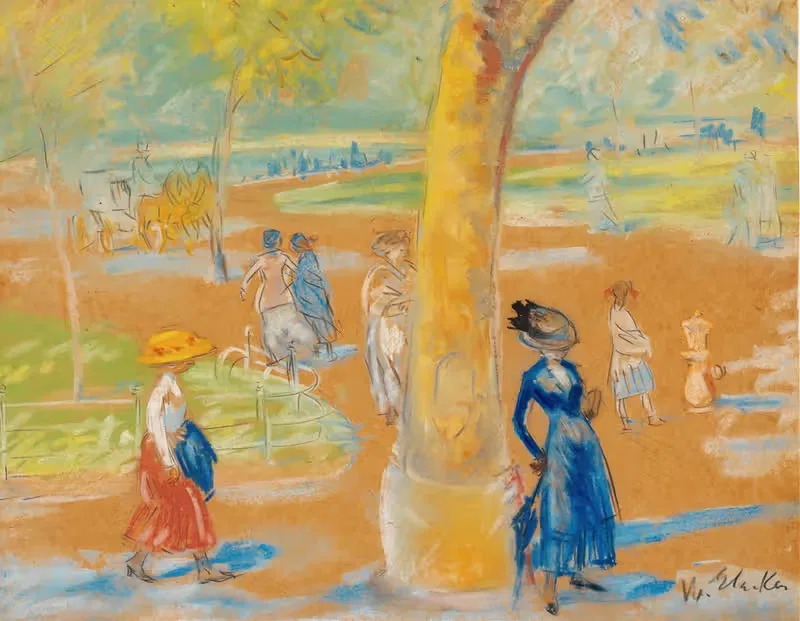 Woman with Umbrella, Washington Square — William James Glackens