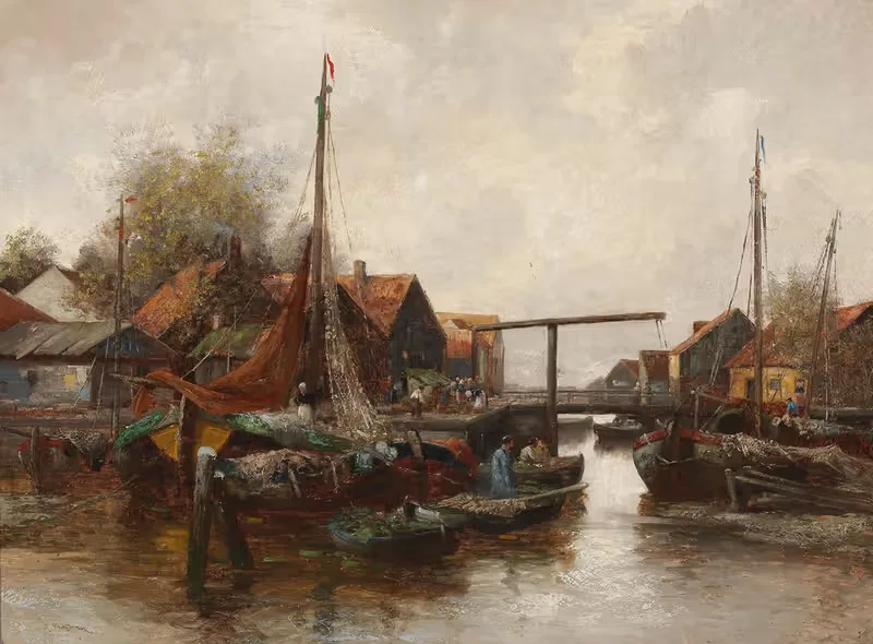In The Harbour by Adolf Kaufmann — digital art print download