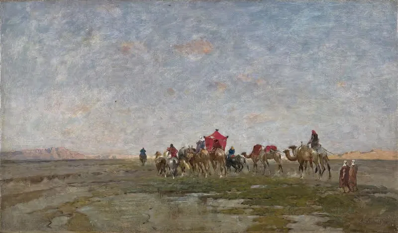 Караван в пустыне by Альберто Пазини, 1867 — digital art print download
