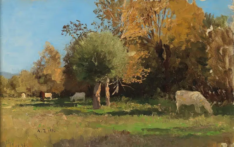 Пастбище коров возле Лангенпрайсинга by Альфред Цофф — digital art print download