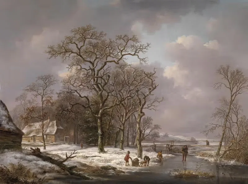 Figures In A Winter Landscape by Andreas Schelfhout — digital art print download
