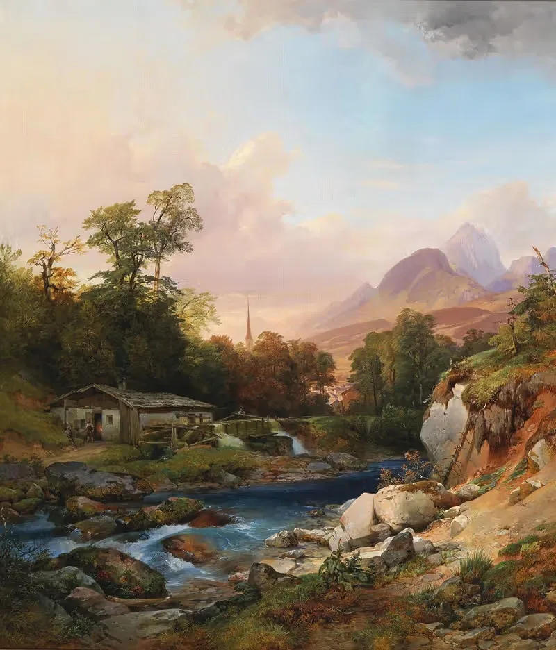 A Mountain Landscape With A Smithy by Anton Hansch — digital art print download