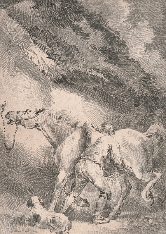 Groom rubbing down a horse by Джордж Морланд — digital art print download