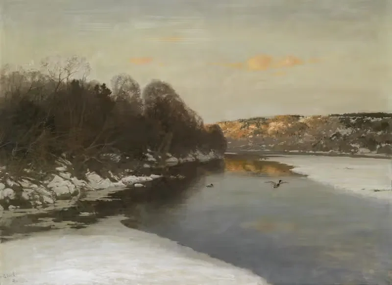 Enten Am Zugeforenen Fluss — August Fink