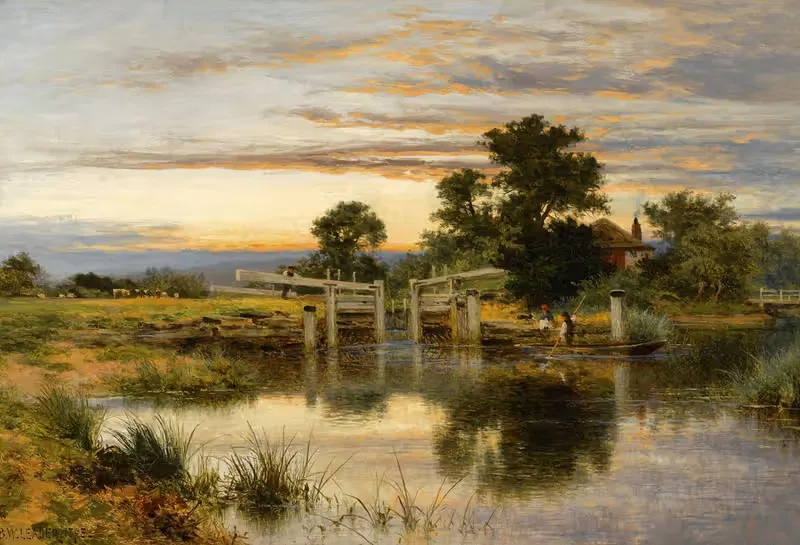 Запор на Темзе, Стритли by Бенджамин Уильямс Лидер, 1898 — digital art print download