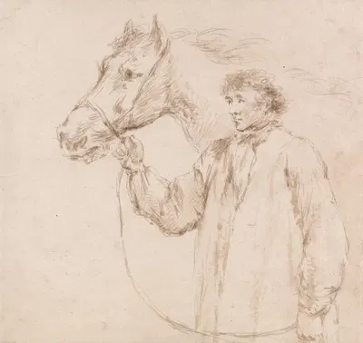 Man Holding Horse by the Bridle by Джордж Морланд — digital art print download