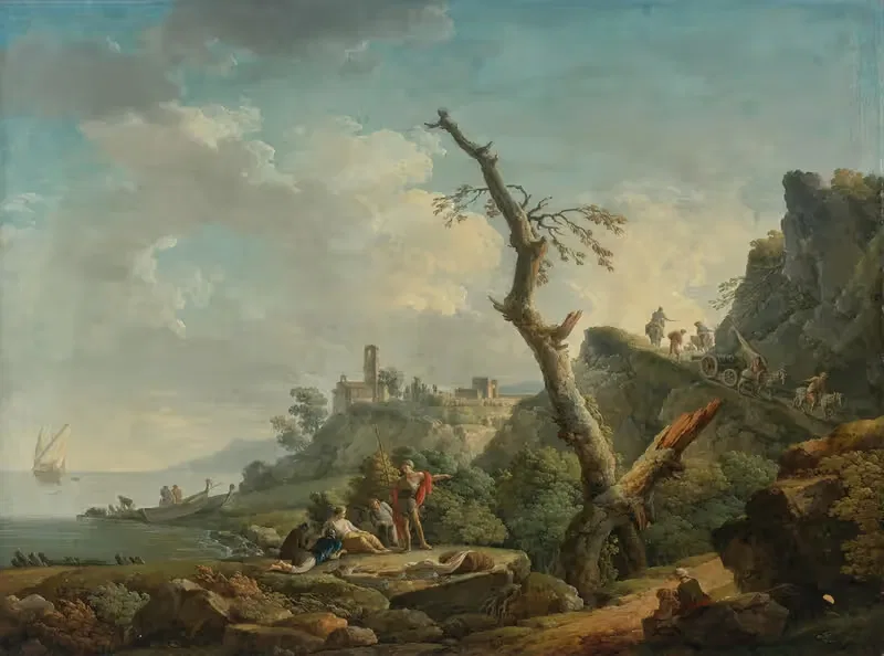 A River Landscape With Figures Reclining In The Foreground — Carlo Bonavia