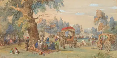 Вечеринка у сладких вод Босфора, Константинополь by Амадео Презиози, 1847 — digital art print download