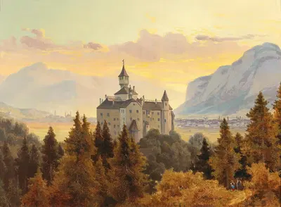 Вид на замок Амбрас недалеко от Инсбрука by Эдмунд фон Вёрндле — digital art print download