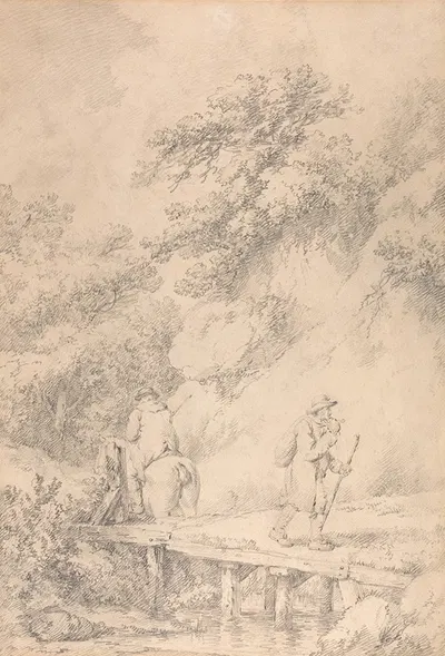 Two Men on a Country Road by George Morland, 1793 — digital art print download