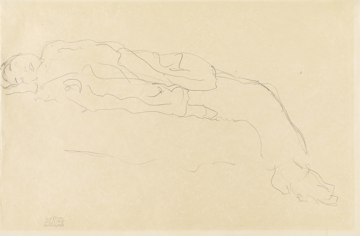Auf einem Sofa liegende Frau — Gustav Klimt