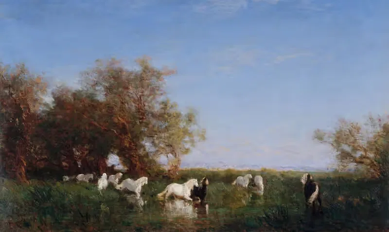 Chevaux Sauvages En Camargue — Félix Ziem