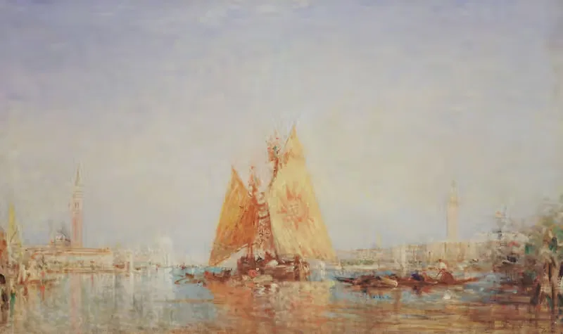 Venise, Trabaccolo À La Voile Jaune — Félix Ziem