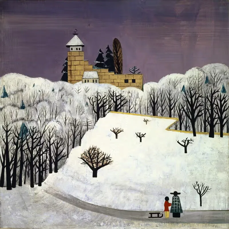 Замок Бирсек в снегу by Фриц Бауманн, 1922 — digital art print download