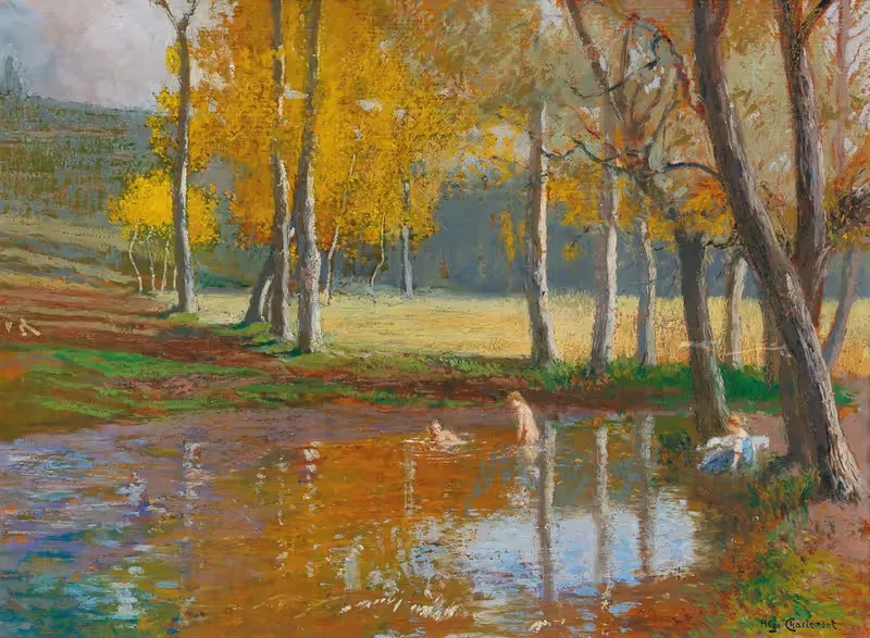 Bathers In A Woodland Pond — Hugo Charlemont