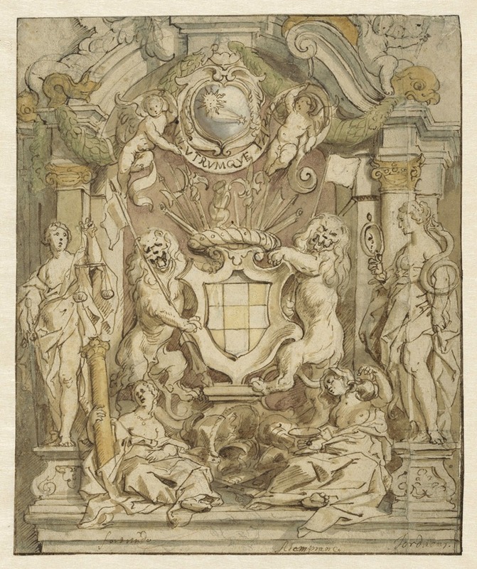 Het wapen van Van der Linden by Якоб Йордаанс, 1630 - 1635 — digital art print download