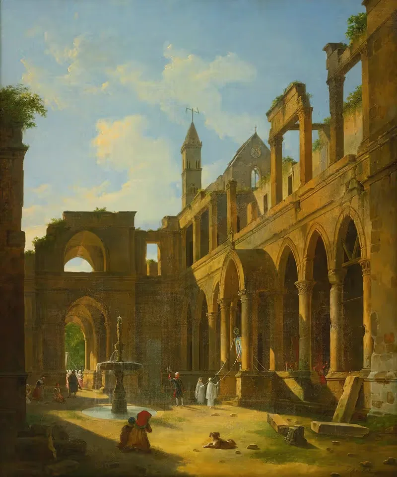 The Courtyard Of A Ruined Monastery — Jean-Baptiste Berlot