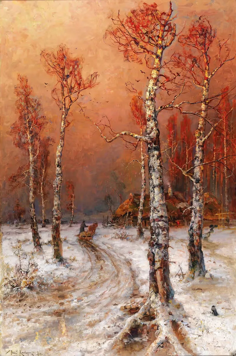 Зимнее настроение с синицами by Юлий Сергиевич Клеверов — digital art print download