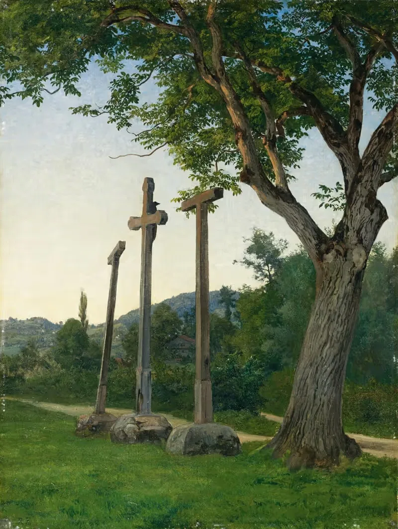 Three Crosses Along A Country Lane — Robert Zünd