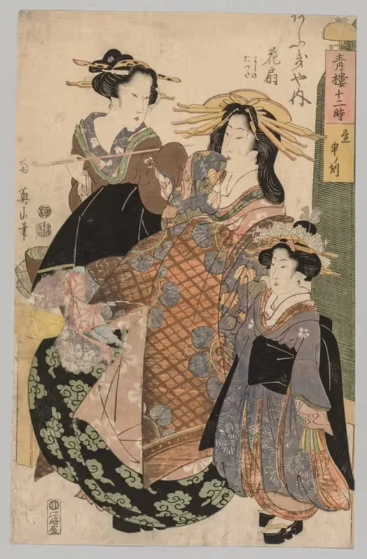 Two Women and a Girl — Kikukawa Eizan