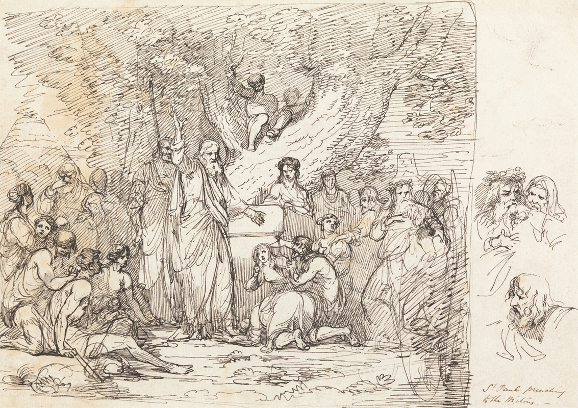 Saint Paul Preaching to the Britons by Джон Гамильтон Мортимер — digital art print download