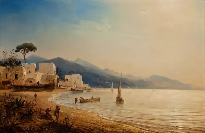 Берег у Неаполя by Теодор Гюдин, 1837 — digital art print download