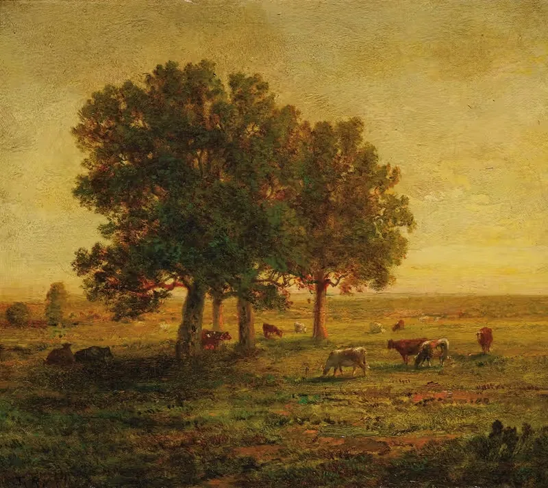 Vaches Sous Un Groupe De Chênes, Apremont — Théodore Rousseau