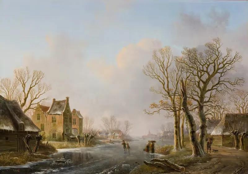 Skaters On A Frozen River, Dordrecht — Willem De Klerk