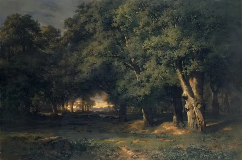 Лесной пейзаж с охотой на оленей by Александр Каламе, 1844 — digital art print download