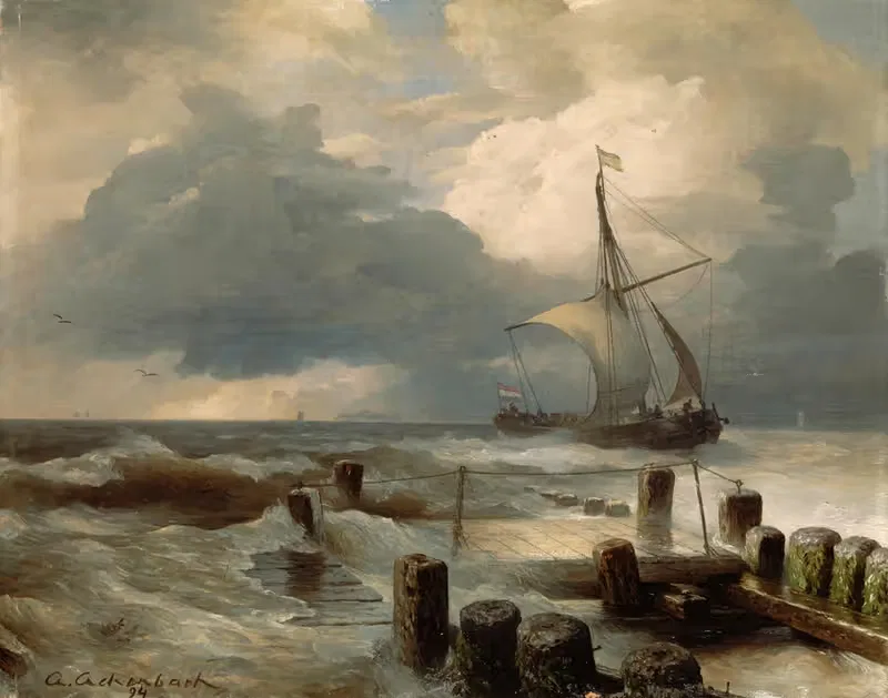 Морской пейзаж II by Андреас Ахенбах, 1894 — digital art print download