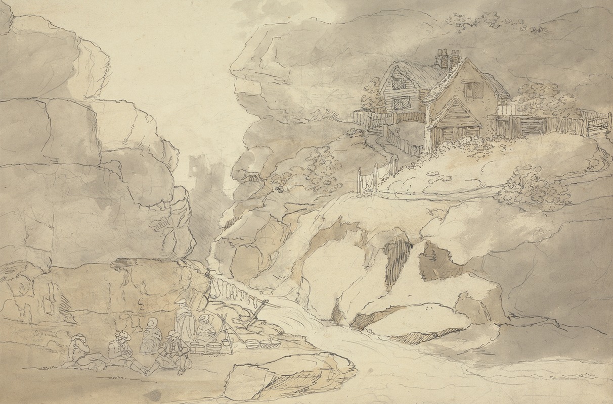 Rustics and Cottages by a River by Joseph Farington — digital art print download