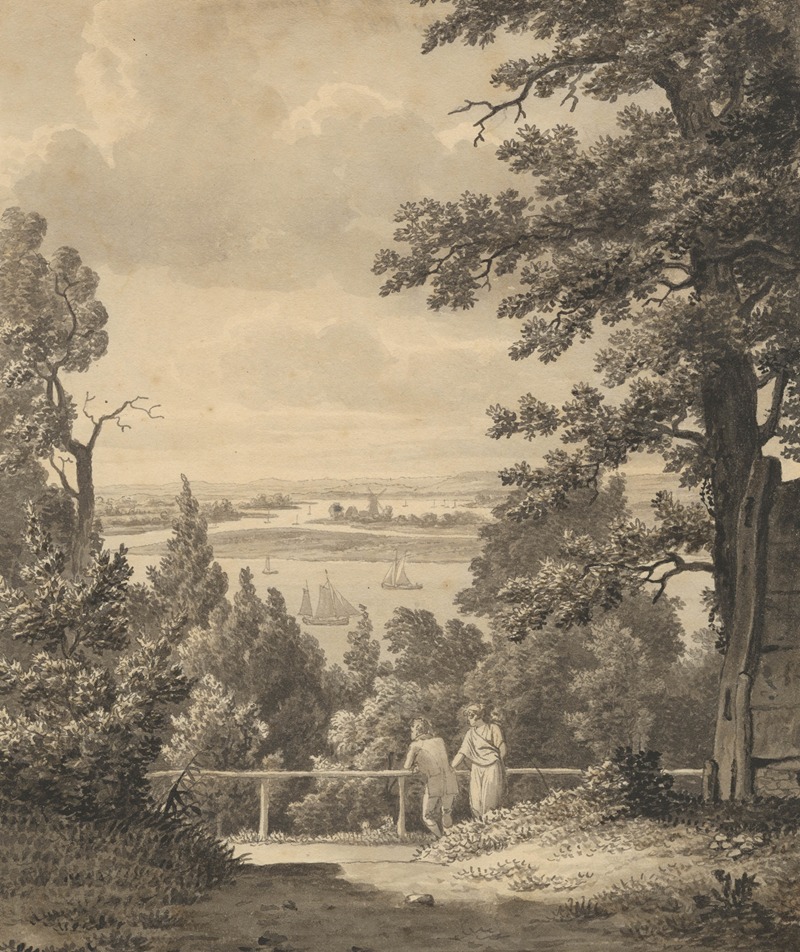 View from Altona overlooking the Elbe by Кристоффер Вильгельм Эккерсберг, 1810 — digital art print download