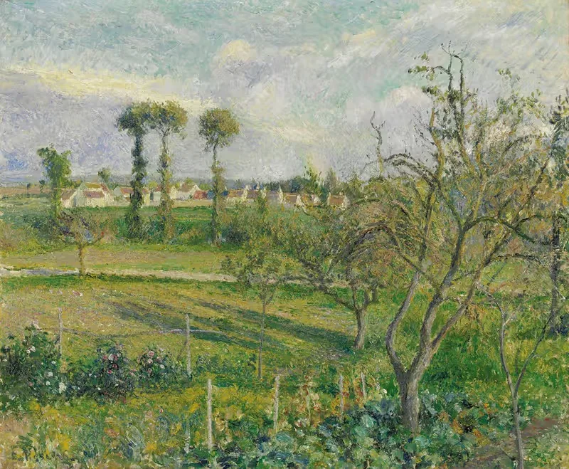 Soleil Couchant Au Valhermeil, Auvers-Sur-Oise — Camille Pissarro