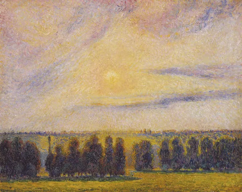 Sunset at Eragny by Camille Pissarro — digital art print download