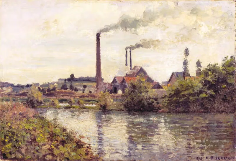 The Factory at Pontoise — Camille Pissarro