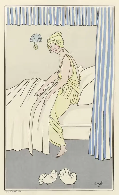 Костюм и прическа на ночь by Монограммист МФН, 1914 — digital art print download