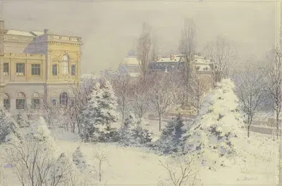 Blick von Süden auf das Städelsche Kunstinstitut im Winter by Carl Nebel — digital art print download